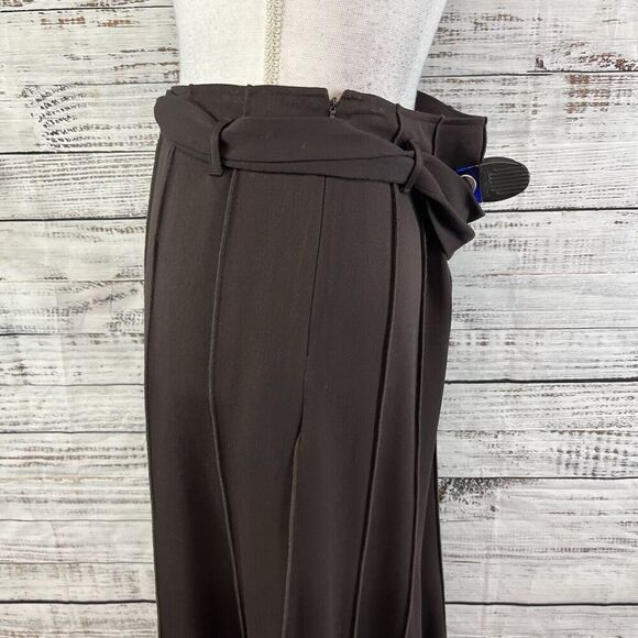 Insight Skirt size 2 Chocolate Brown Flared Midi Belt Stretch Modest Career Slim - Picture 6 of 10